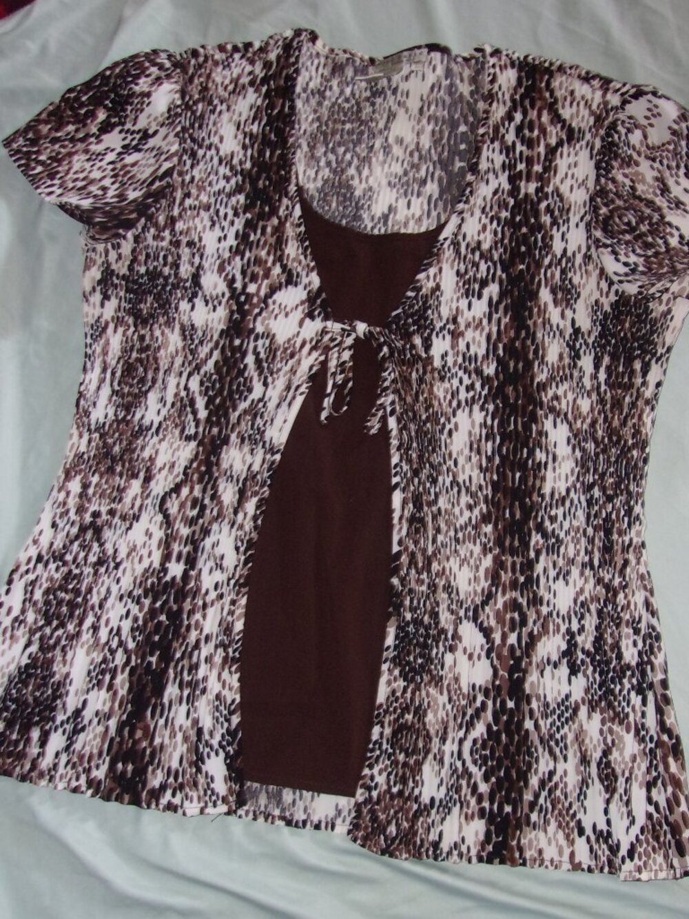 size large brown white shirt womens blouse casual dress career